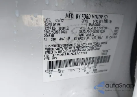 2013 Ford Edge Sel from USA, damaged, VIN 2FMDK3JC7DBA37116